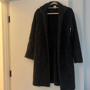 Dark gray textured overcoat with pockets
